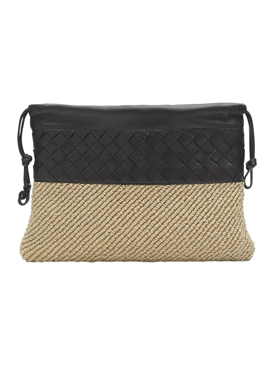 Bottega Veneta Women's Intrecciato Leather & Raffia Clutch - Natural Espresso