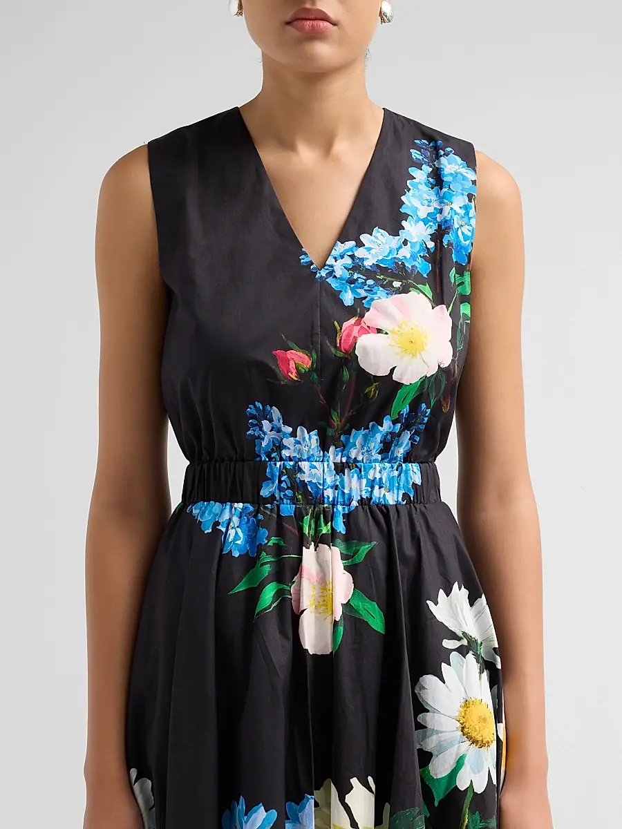 Elie Tahari Women's July The Athena Floral Pleated Midi Dress | Thumbnail 5 Elie Tahari Women's July The Athena Floral Pleated Midi Dress | Thumbnail 5