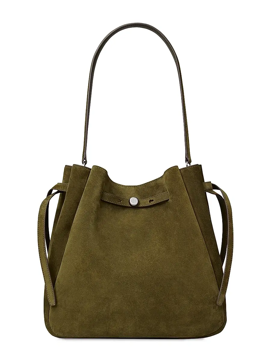 Tory Burch Women's Large Romy Suede Bucket Bag - Leccio | Image 1 Tory Burch Women's Large Romy Suede Bucket Bag - Leccio | Image 1