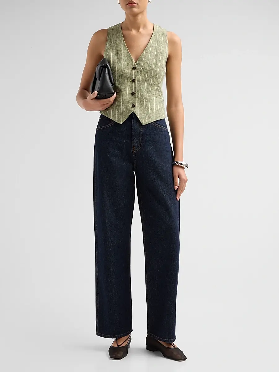 L'Agence Women's Drina Pinstripe Linen-Blend Vest | Thumbnail 2 L'Agence Women's Drina Pinstripe Linen-Blend Vest | Thumbnail 2