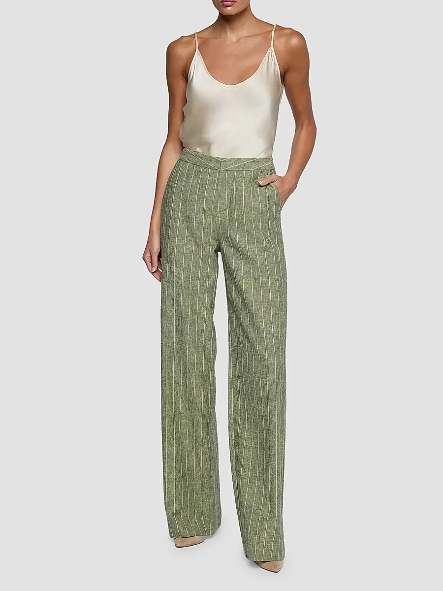 L'Agence Women's Livvy Stripe Straight-Leg Trousers | Thumbnail 2 L'Agence Women's Livvy Stripe Straight-Leg Trousers | Thumbnail 2