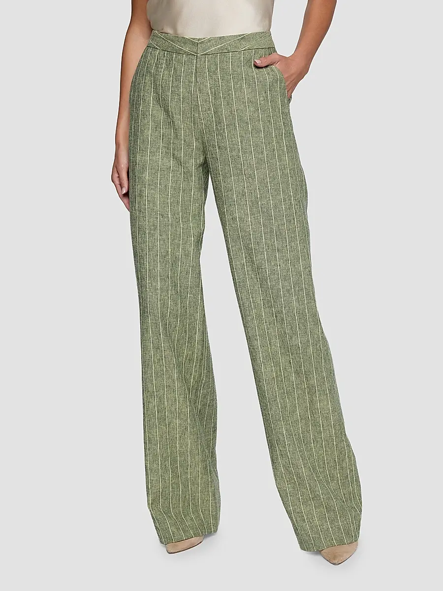 L'Agence Women's Livvy Stripe Straight-Leg Trousers | Thumbnail 4 L'Agence Women's Livvy Stripe Straight-Leg Trousers | Thumbnail 4