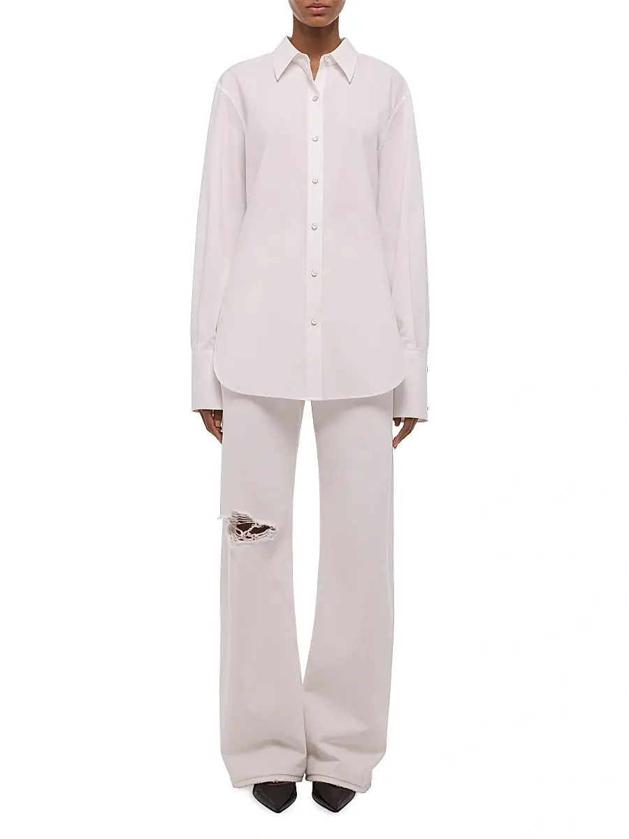 Helmut Lang Women's Knot Cotton Button-Front Shirt | Thumbnail 2 Helmut Lang Women's Knot Cotton Button-Front Shirt | Thumbnail 2