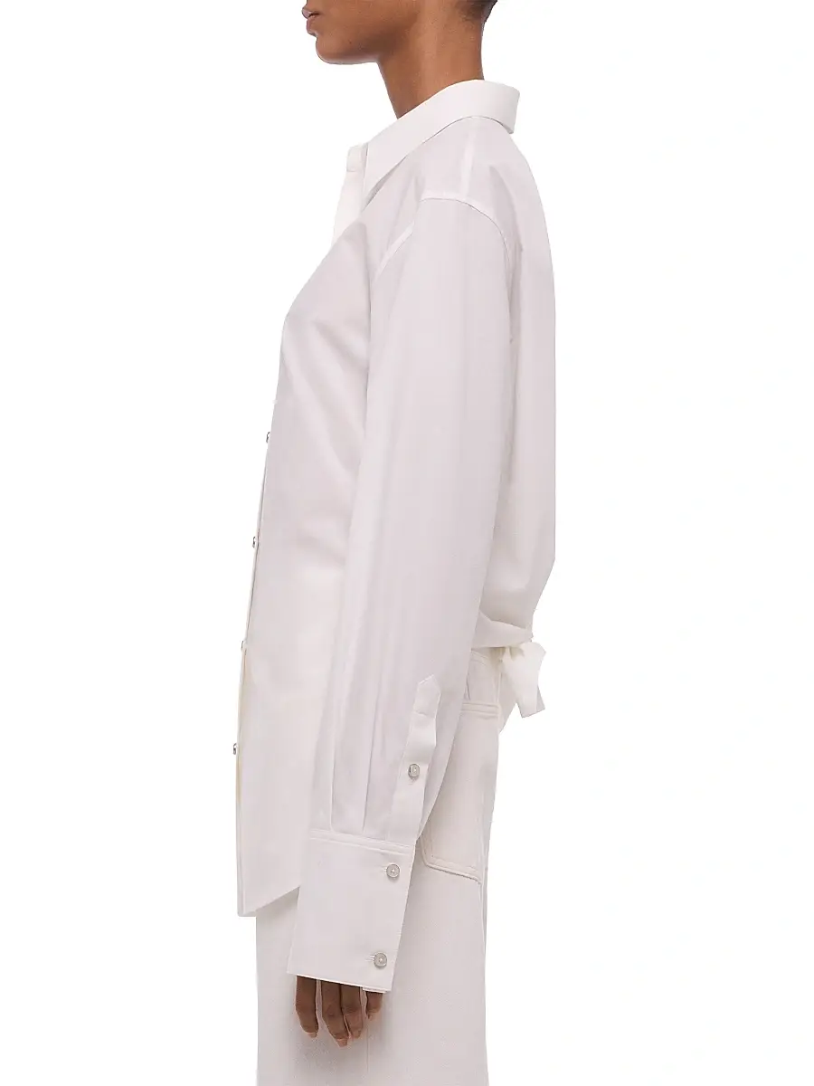 Helmut Lang Women's Knot Cotton Button-Front Shirt | Thumbnail 4 Helmut Lang Women's Knot Cotton Button-Front Shirt | Thumbnail 4