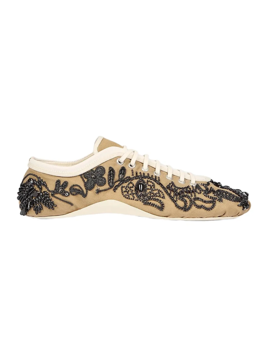 Dries Van Noten Women's Beaded Cotton Canvas Low-Top Sneakers