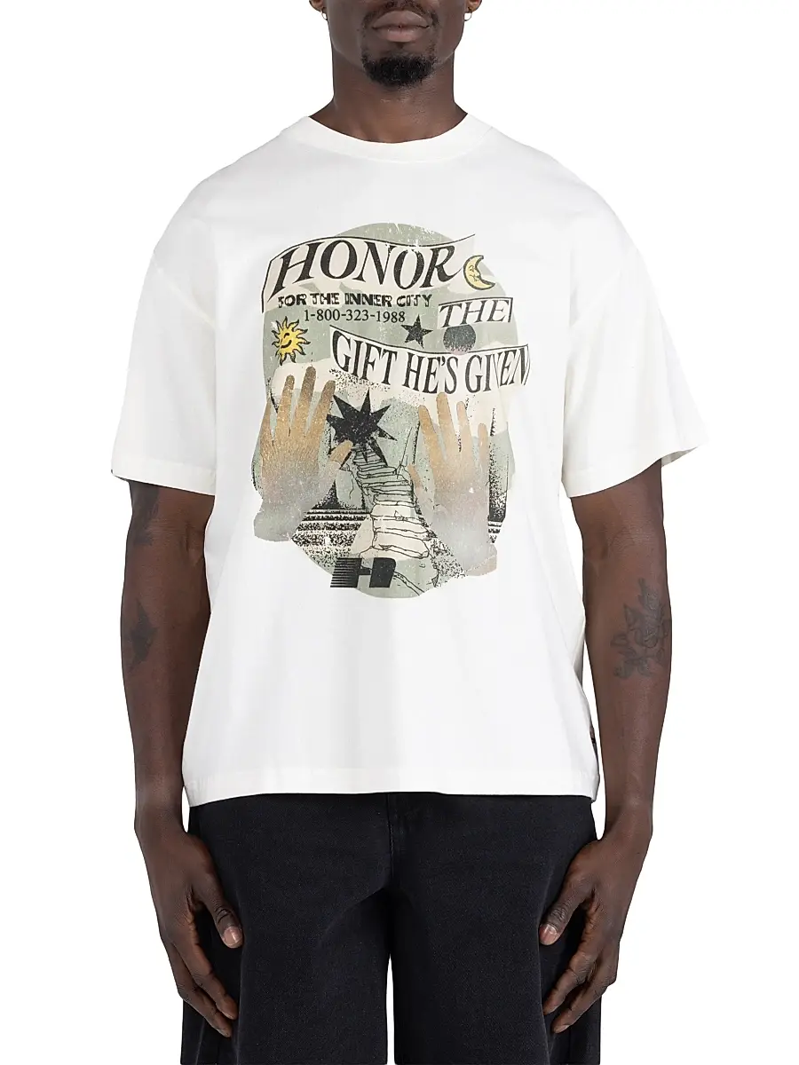 Honor The Gift Men's Gift He's Given Graphic Cotton T-Shirt - White - Size XXL | Image 1 Honor The Gift Men's Gift He's Given Graphic Cotton T-Shirt - White - Size XXL | Image 1