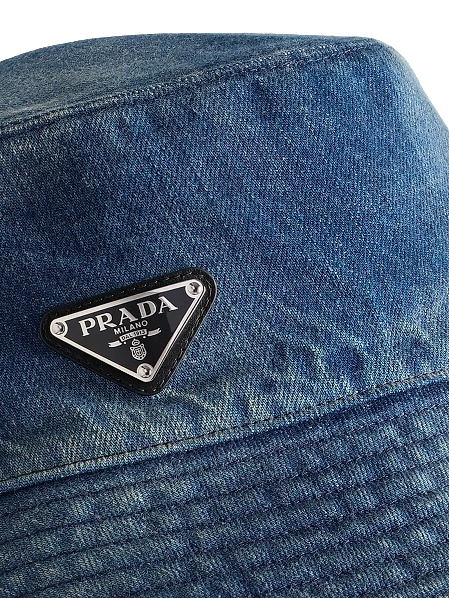 Prada Men's Denim Bucket Hat - Blue | Thumbnail 3