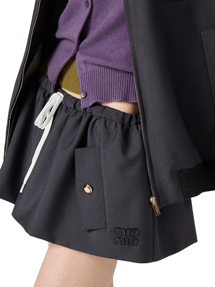 Miu Miu Women's Bonded Kid Mohair Miniskirt | Thumbnail 3