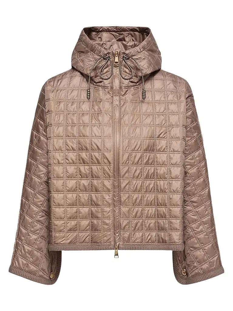 Moncler Women's Down-Filled Cape with Hood - Brown | Image 1 Moncler Women's Down-Filled Cape with Hood - Brown | Image 1