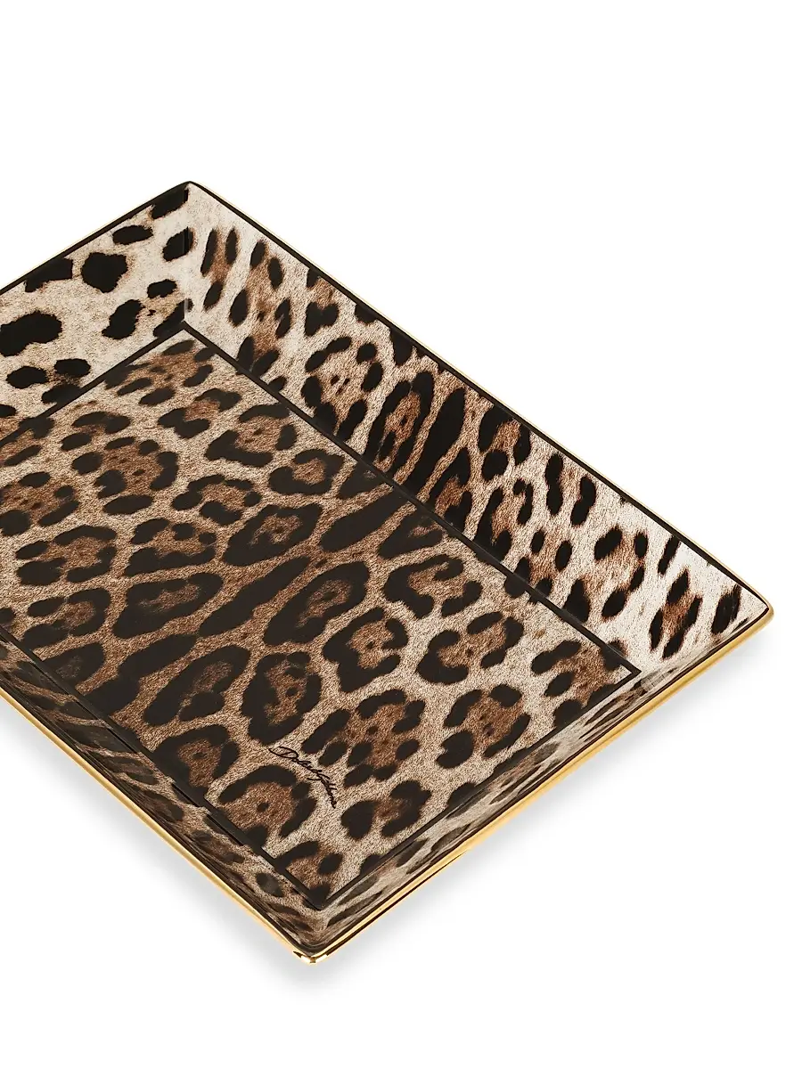 Dolce & Gabbana Leopard Rectangular Porcelain Trinket Tray | Thumbnail 2
