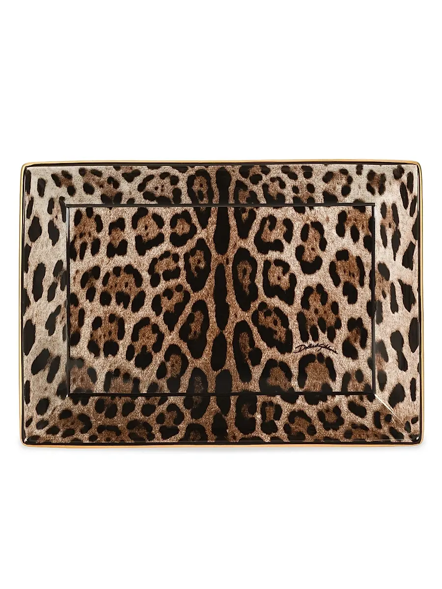 Dolce & Gabbana Leopard Rectangular Porcelain Trinket Tray | Thumbnail 3