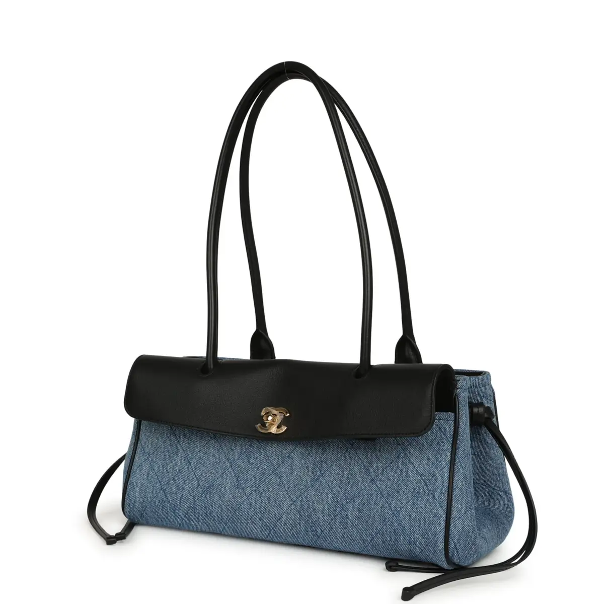 Chanel Chanel Small "Urban Essential" East West Shopping Tote Black Calfskin and Blue Denim Gold Hardware | Thumbnail 5 Chanel Chanel Small "Urban Essential" East West Shopping Tote Black Calfskin and Blue Denim Gold Hardware | Thumbnail 5