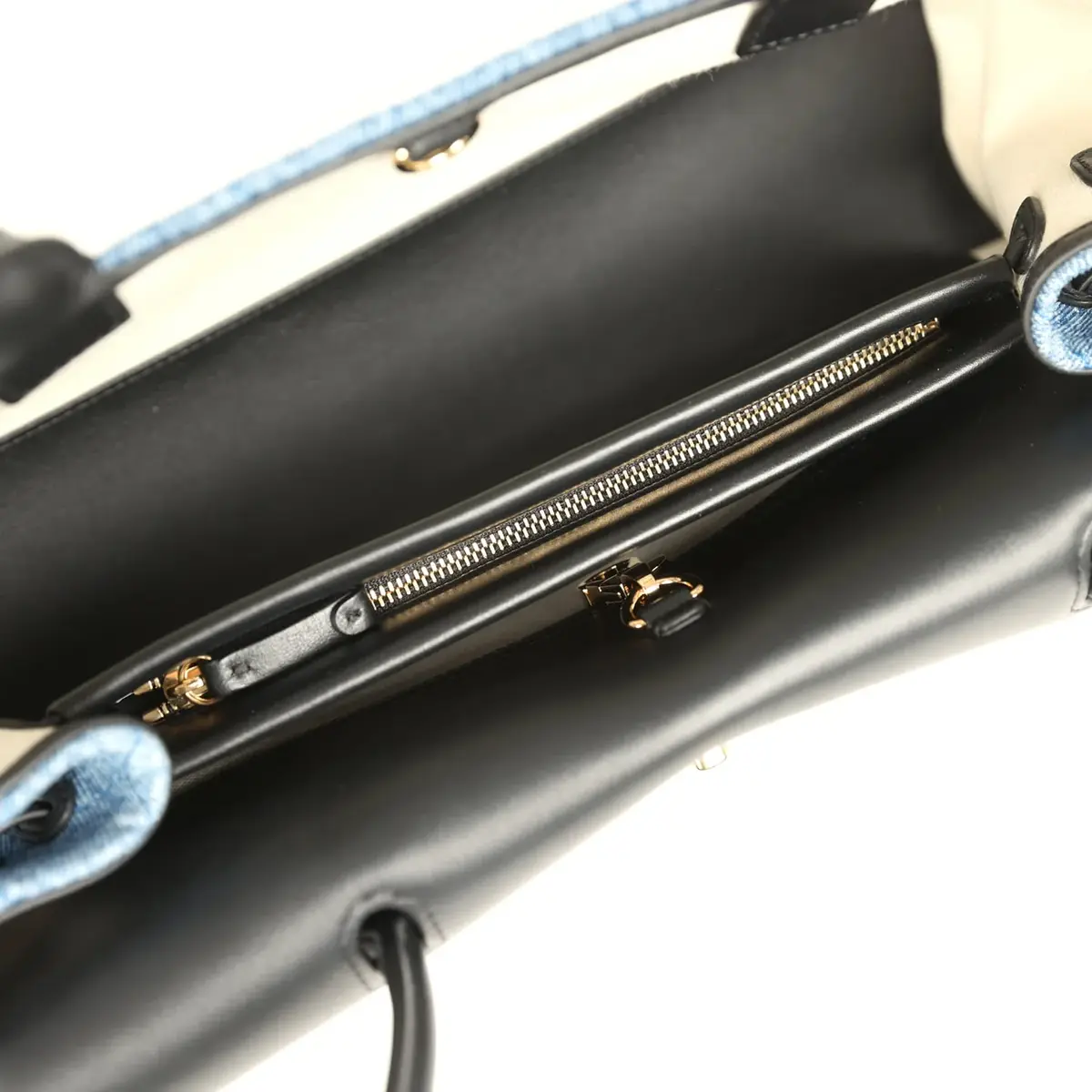 Chanel Chanel Small "Urban Essential" East West Shopping Tote Black Calfskin and Blue Denim Gold Hardware | Thumbnail 7 Chanel Chanel Small "Urban Essential" East West Shopping Tote Black Calfskin and Blue Denim Gold Hardware | Thumbnail 7