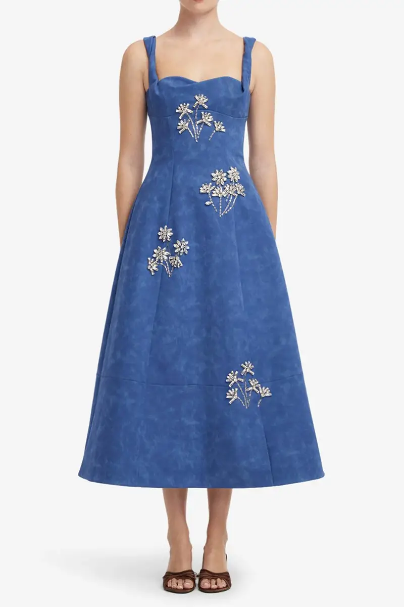 LEO LIN Beatrice Midi Dress - Azure | Thumbnail 2 LEO LIN Beatrice Midi Dress - Azure | Thumbnail 2