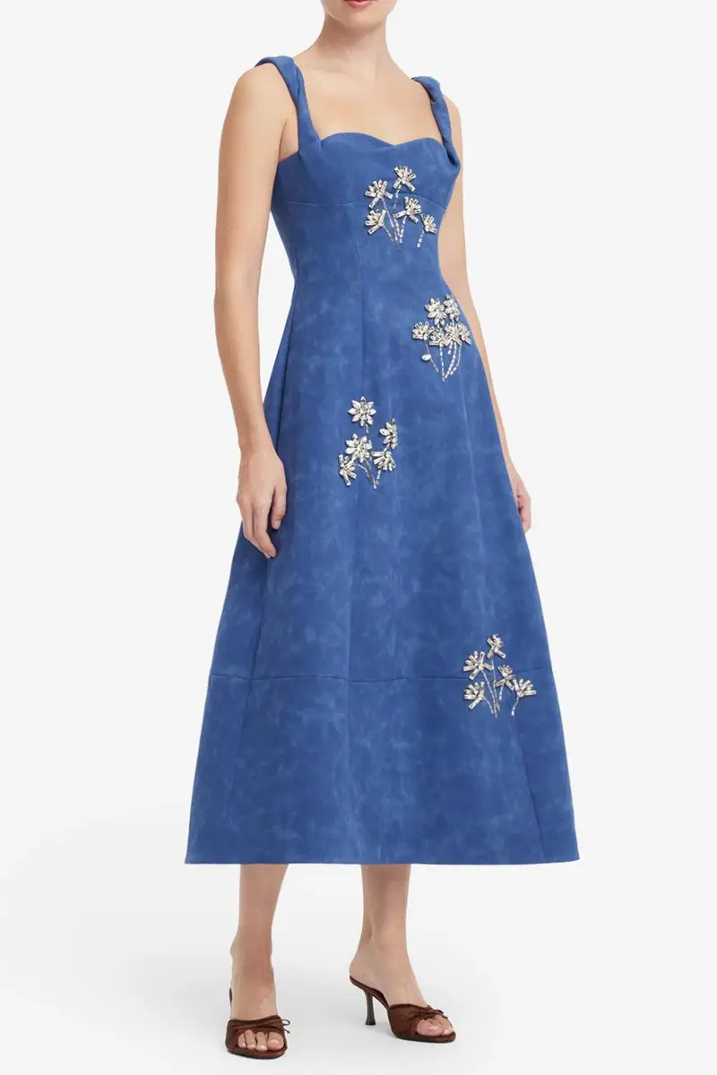 LEO LIN Beatrice Midi Dress - Azure | Thumbnail 3 LEO LIN Beatrice Midi Dress - Azure | Thumbnail 3