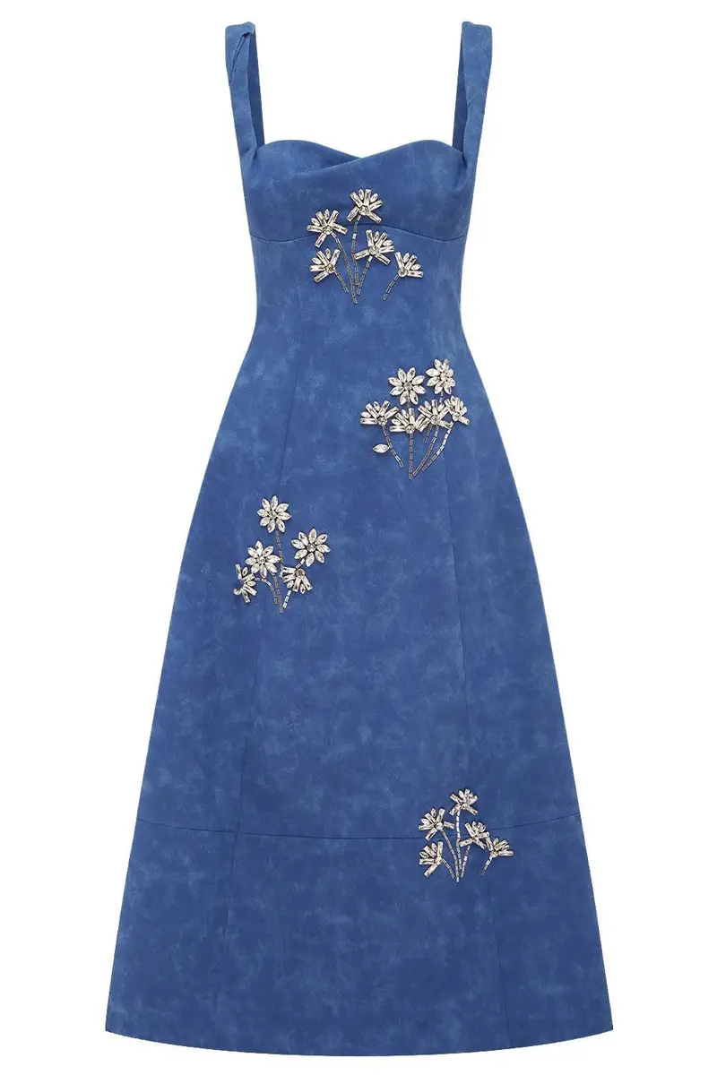 LEO LIN Beatrice Midi Dress - Azure | Image 1 LEO LIN Beatrice Midi Dress - Azure | Image 1