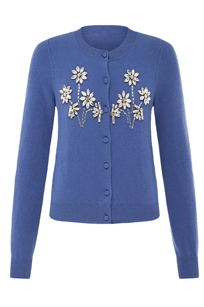LEO LIN Claire Cardigan - Azure | Image 1 LEO LIN Claire Cardigan - Azure | Image 1