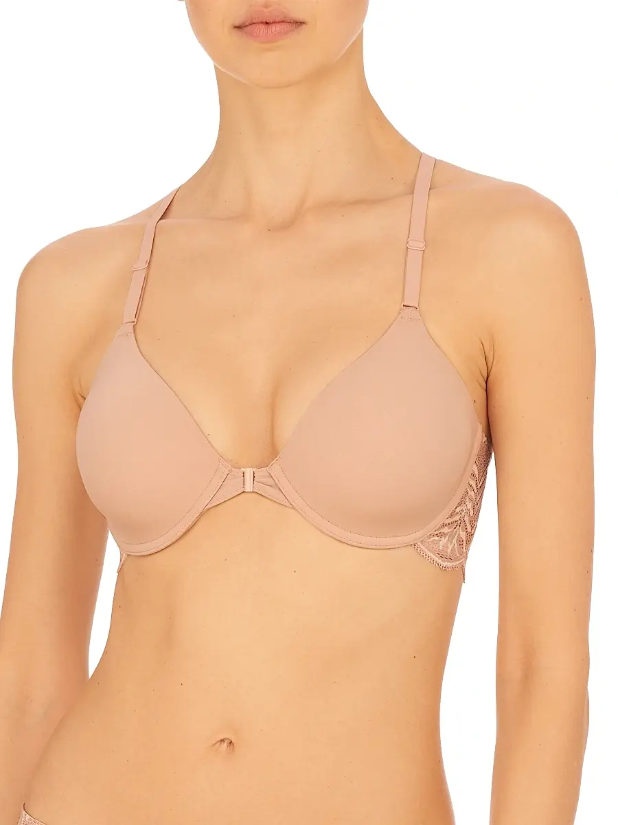 Natori Women's Lush Front Close Racerback T-Shirt Bra - Rose Beige Warm White - Size 36A | Image 1 Natori Women's Lush Front Close Racerback T-Shirt Bra - Rose Beige Warm White - Size 36A | Image 1