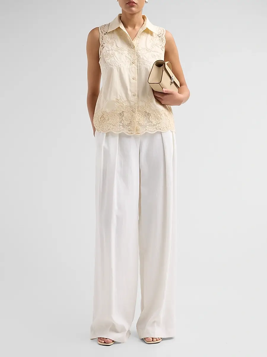 Elie Tahari Women's July The Ivy Embroidered Cotton Lace Blouse | Thumbnail 2 Elie Tahari Women's July The Ivy Embroidered Cotton Lace Blouse | Thumbnail 2