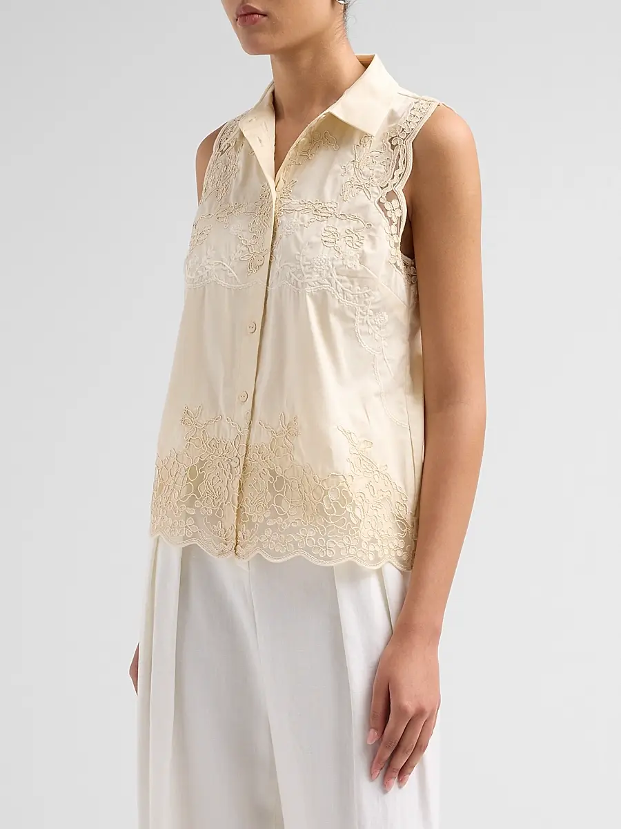 Elie Tahari Women's July The Ivy Embroidered Cotton Lace Blouse | Thumbnail 4 Elie Tahari Women's July The Ivy Embroidered Cotton Lace Blouse | Thumbnail 4