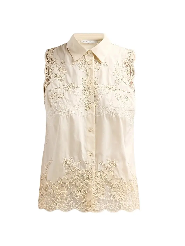 Elie Tahari Women's July The Ivy Embroidered Cotton Lace Blouse - Champagne - Size XL | Image 1 Elie Tahari Women's July The Ivy Embroidered Cotton Lace Blouse - Champagne - Size XL | Image 1