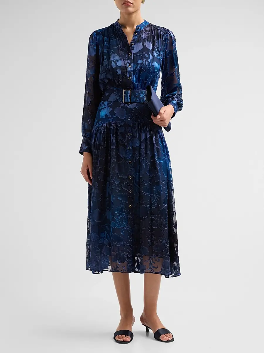Elie Tahari Women's The Pippa Floral Belted Midi Dress | Thumbnail 2 Elie Tahari Women's The Pippa Floral Belted Midi Dress | Thumbnail 2