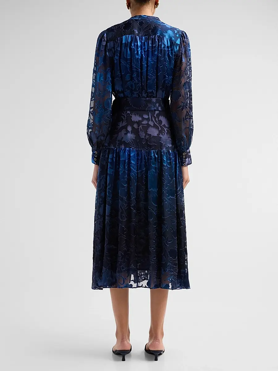 Elie Tahari Women's The Pippa Floral Belted Midi Dress | Thumbnail 3 Elie Tahari Women's The Pippa Floral Belted Midi Dress | Thumbnail 3