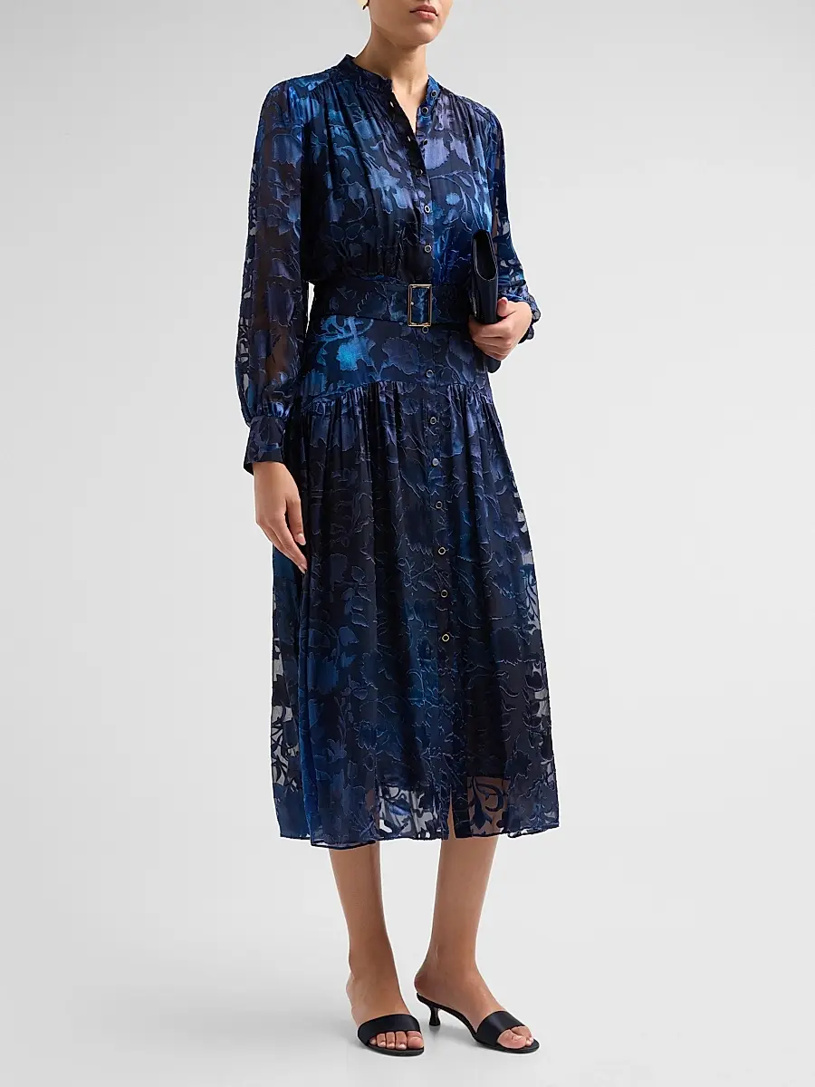 Elie Tahari Women's The Pippa Floral Belted Midi Dress | Thumbnail 4 Elie Tahari Women's The Pippa Floral Belted Midi Dress | Thumbnail 4