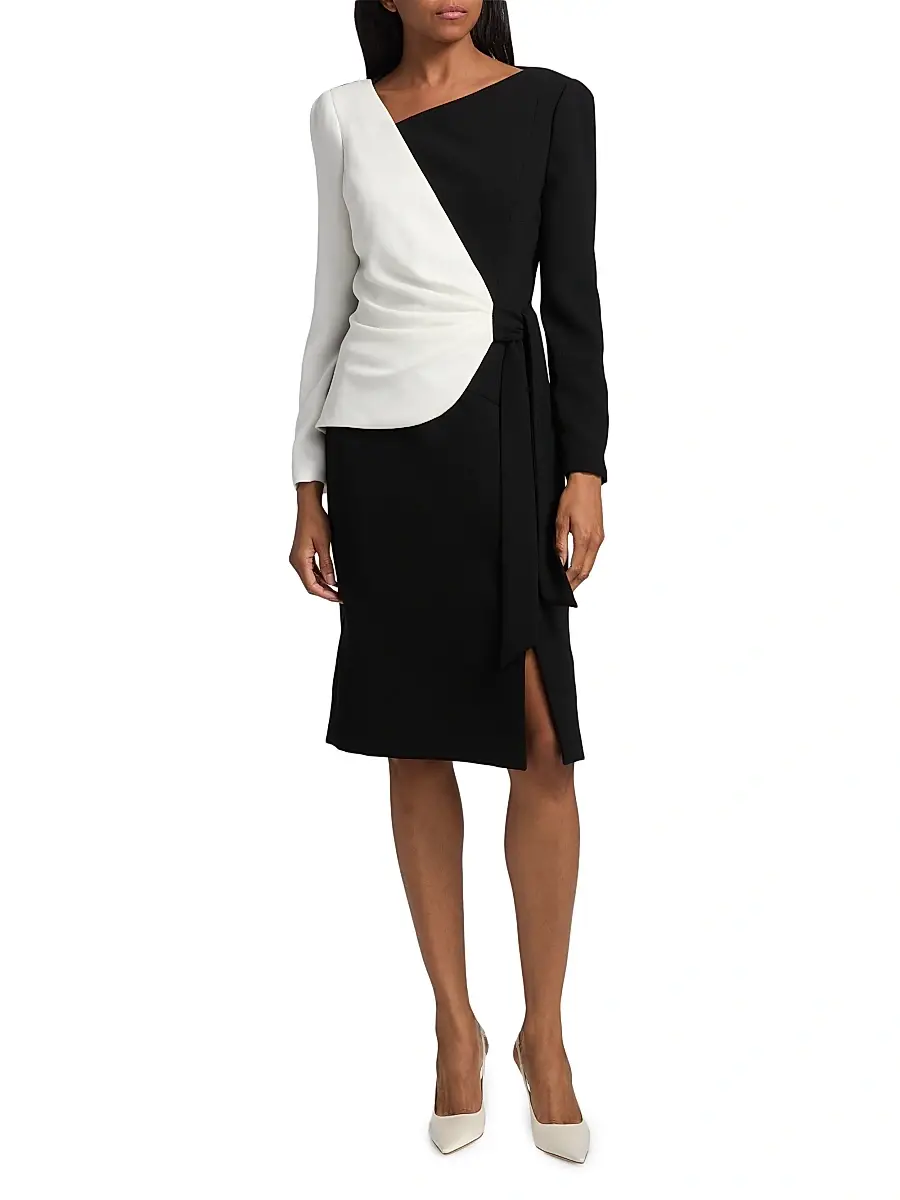 Teri Jon by Rickie Freeman Women's Colorblocked Wrap Sheath Knee-Length Dress | Thumbnail 2 Teri Jon by Rickie Freeman Women's Colorblocked Wrap Sheath Knee-Length Dress | Thumbnail 2