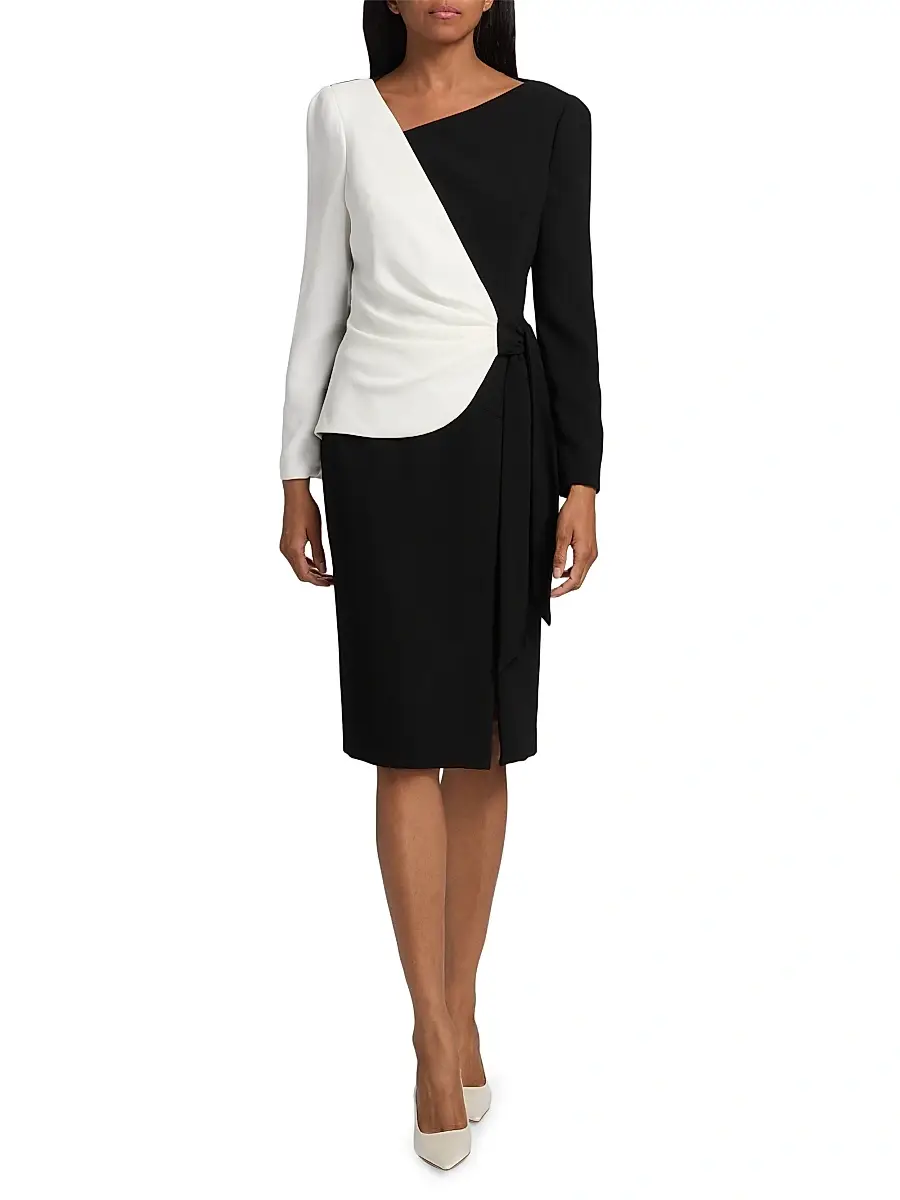 Teri Jon by Rickie Freeman Women's Colorblocked Wrap Sheath Knee-Length Dress | Thumbnail 3 Teri Jon by Rickie Freeman Women's Colorblocked Wrap Sheath Knee-Length Dress | Thumbnail 3
