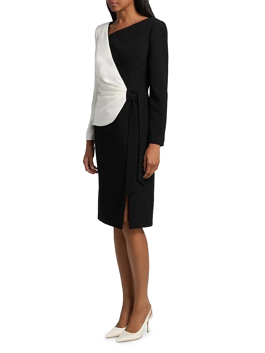 Teri Jon by Rickie Freeman Women's Colorblocked Wrap Sheath Knee-Length Dress | Thumbnail 4 Teri Jon by Rickie Freeman Women's Colorblocked Wrap Sheath Knee-Length Dress | Thumbnail 4