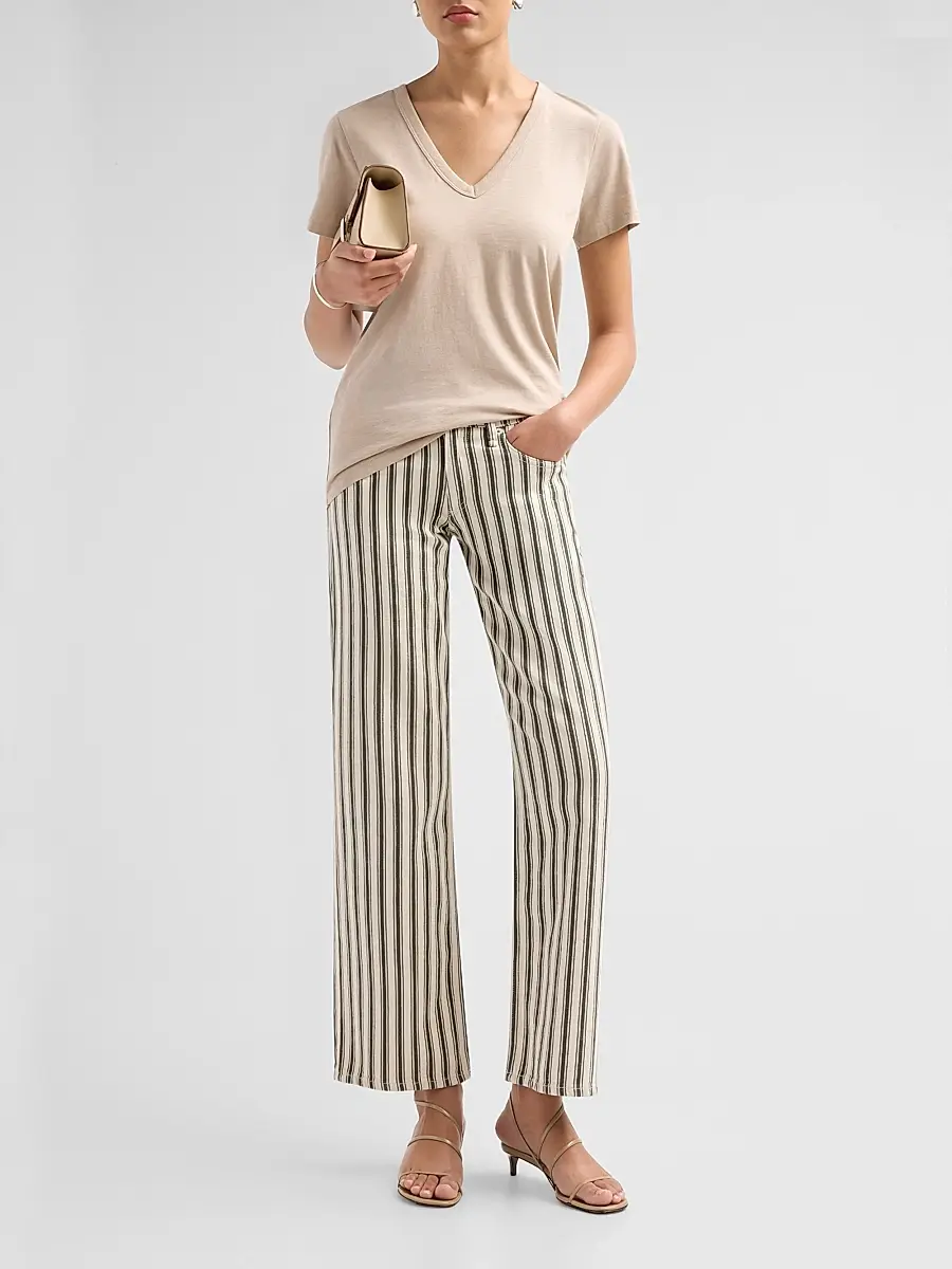 rag & bone Women's Striped Cotton-Linen Straight-Leg Jeans | Thumbnail 2