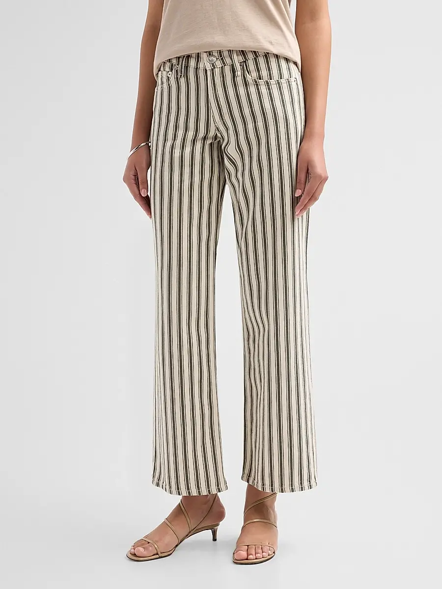 rag & bone Women's Striped Cotton-Linen Straight-Leg Jeans | Thumbnail 4