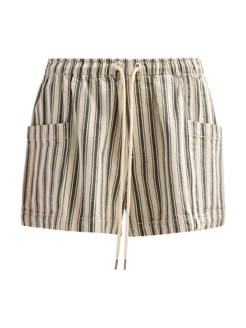 Women's Emery Striped Cotton-Linen Drawstring Shorts Women's Emery Striped Cotton-Linen Drawstring Shorts