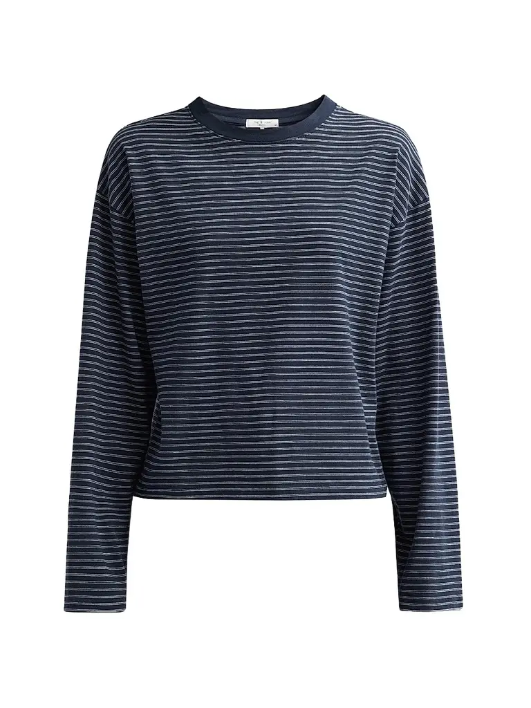 rag & bone Women's Kelly Striped Boxy Long-Sleeve T-Shirt - Salute Multi - Size Medium | Image 1 rag & bone Women's Kelly Striped Boxy Long-Sleeve T-Shirt - Salute Multi - Size Medium | Image 1