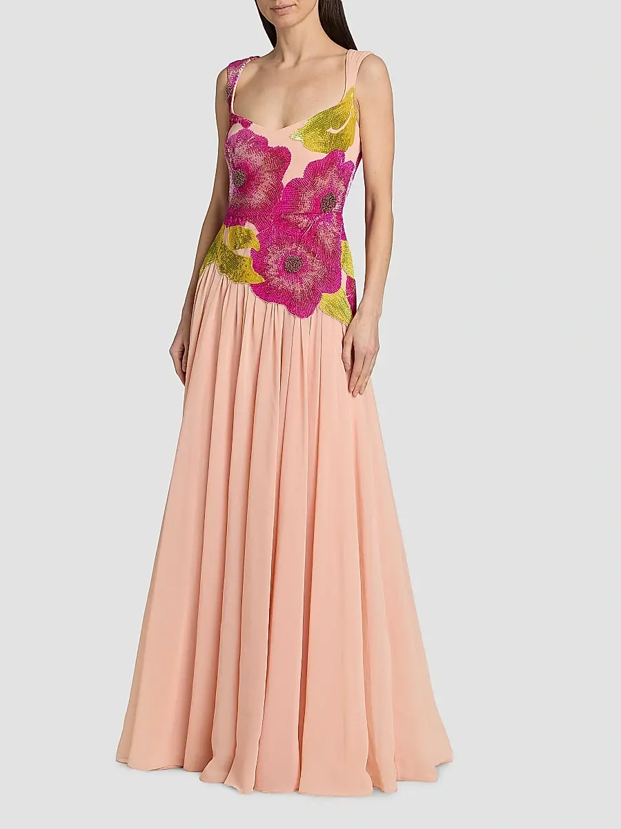 THEIA Women's Sandie Floral-Embroidered Gown | Thumbnail 3 THEIA Women's Sandie Floral-Embroidered Gown | Thumbnail 3