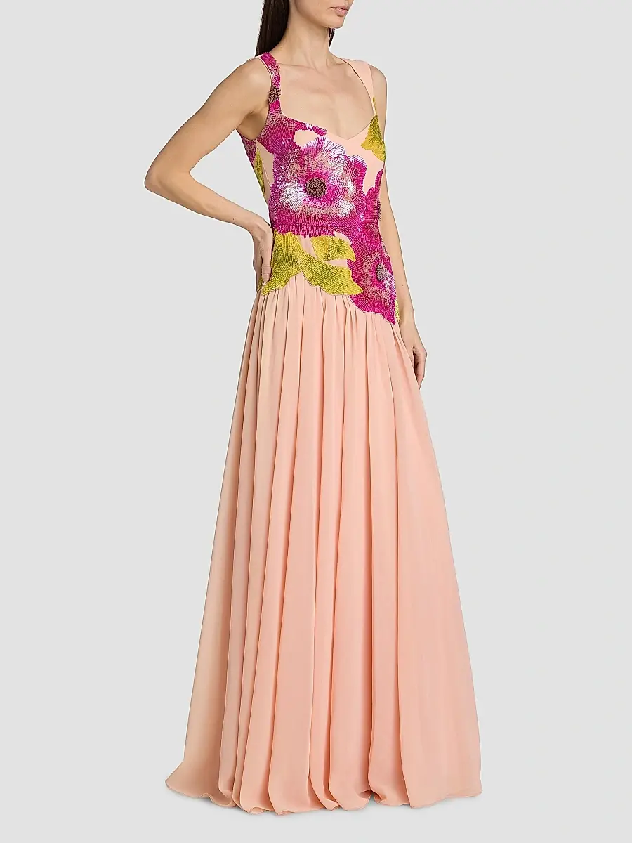 THEIA Women's Sandie Floral-Embroidered Gown | Thumbnail 4 THEIA Women's Sandie Floral-Embroidered Gown | Thumbnail 4