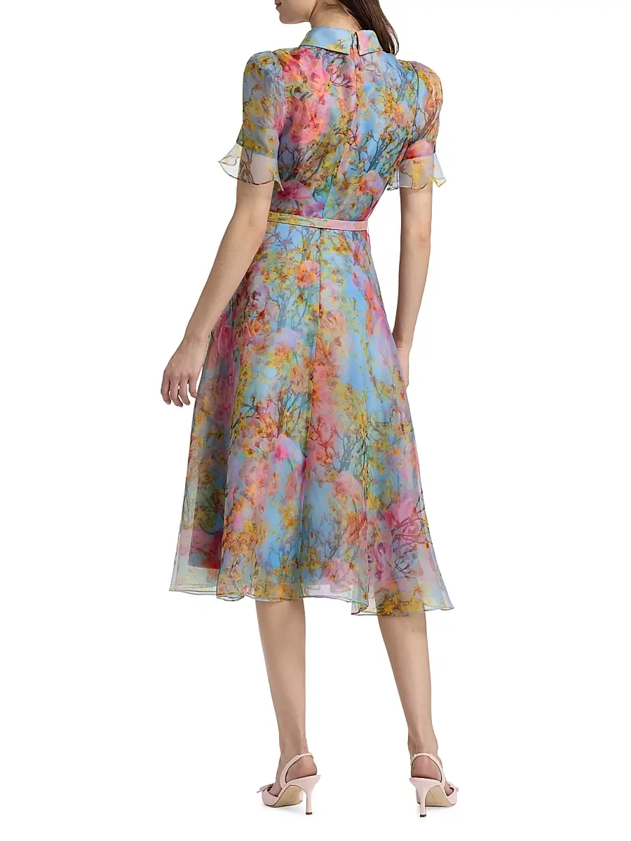 THEIA Women's Marcel Floral Organza Midi-Shirtdress | Thumbnail 5 THEIA Women's Marcel Floral Organza Midi-Shirtdress | Thumbnail 5