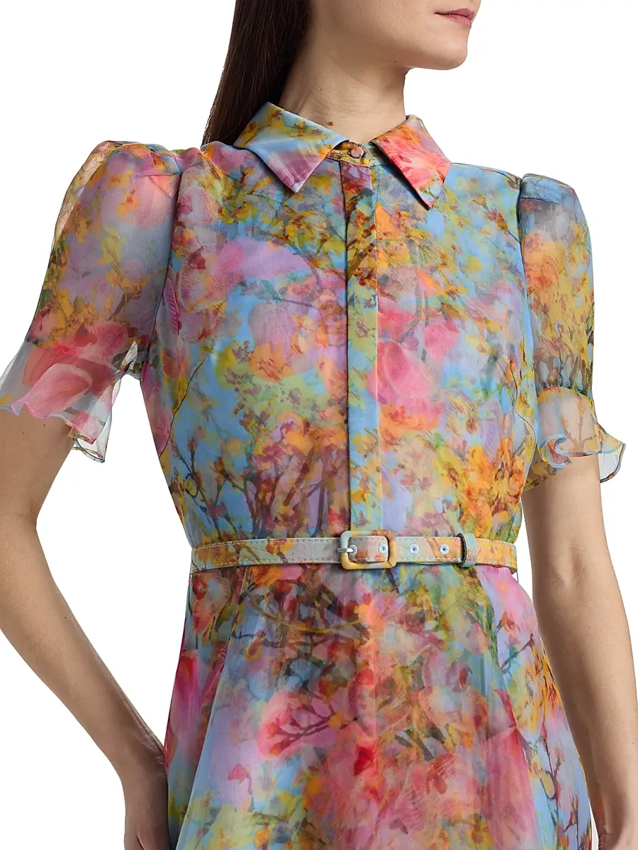 THEIA Women's Marcel Floral Organza Midi-Shirtdress | Thumbnail 6 THEIA Women's Marcel Floral Organza Midi-Shirtdress | Thumbnail 6