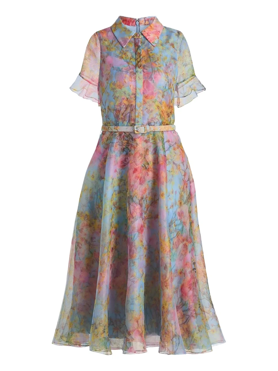 Women's Marcel Floral Organza Midi-Shirtdress