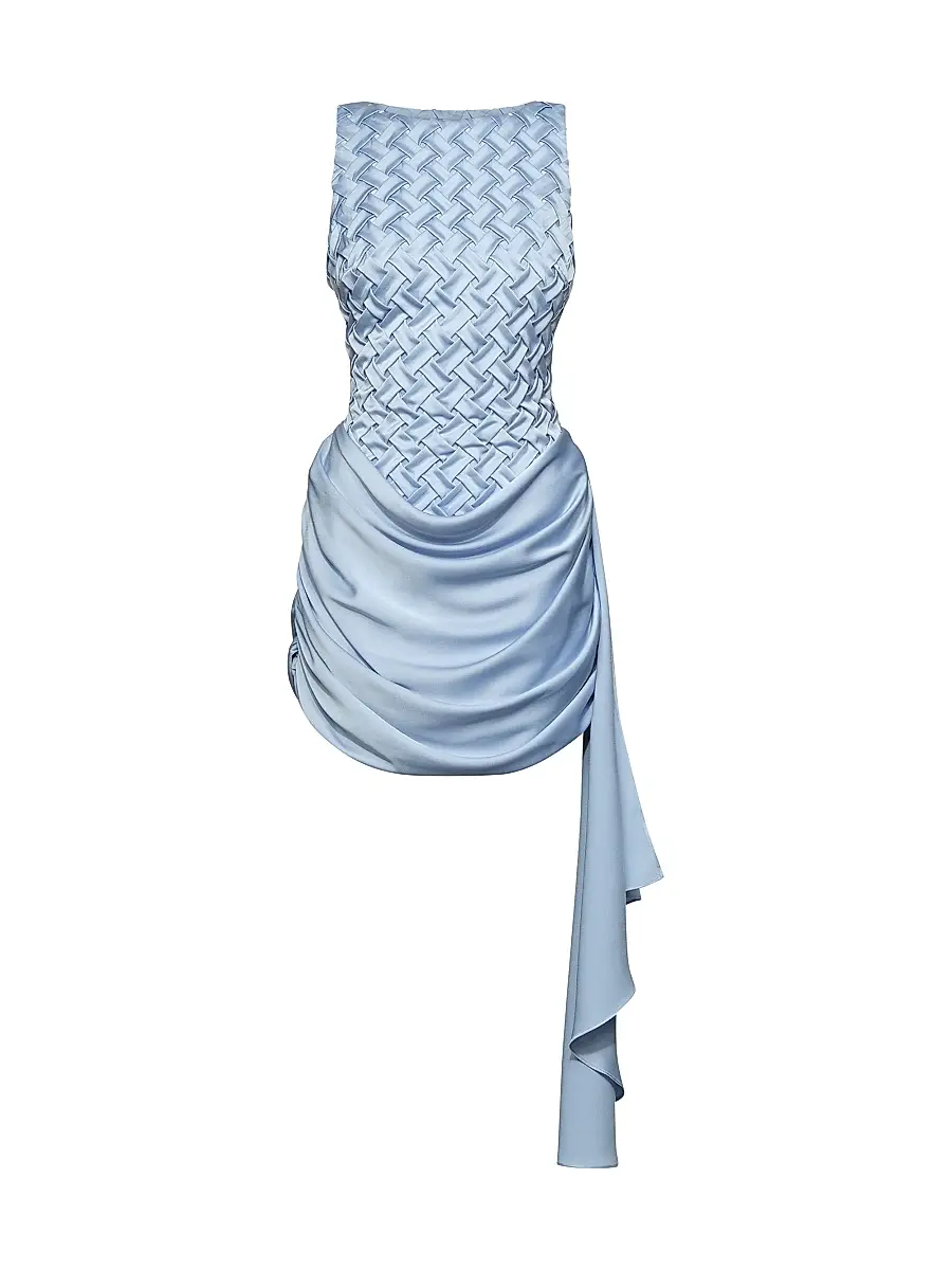 Et Ochs Women's Antonella Draped Woven Boatneck Minidress - Blue Clay | Image 1 Et Ochs Women's Antonella Draped Woven Boatneck Minidress - Blue Clay | Image 1
