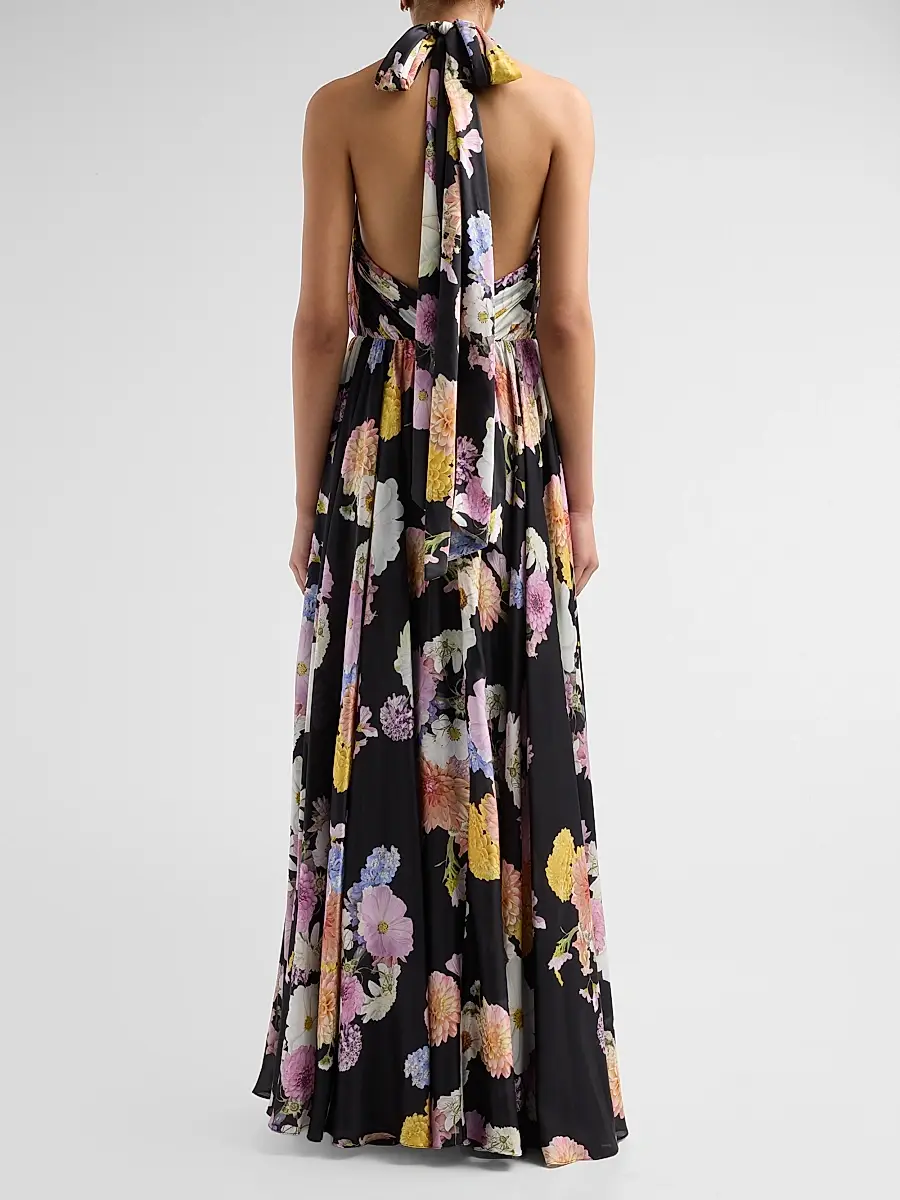 As It May Women's Eli Floral Satin Chiffon Halter Gown | Thumbnail 3 As It May Women's Eli Floral Satin Chiffon Halter Gown | Thumbnail 3