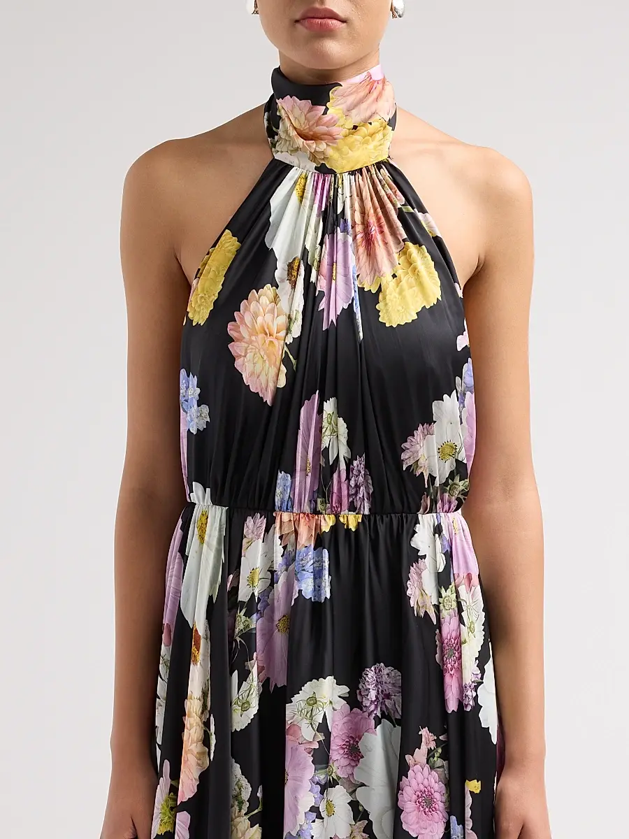 As It May Women's Eli Floral Satin Chiffon Halter Gown | Thumbnail 5 As It May Women's Eli Floral Satin Chiffon Halter Gown | Thumbnail 5