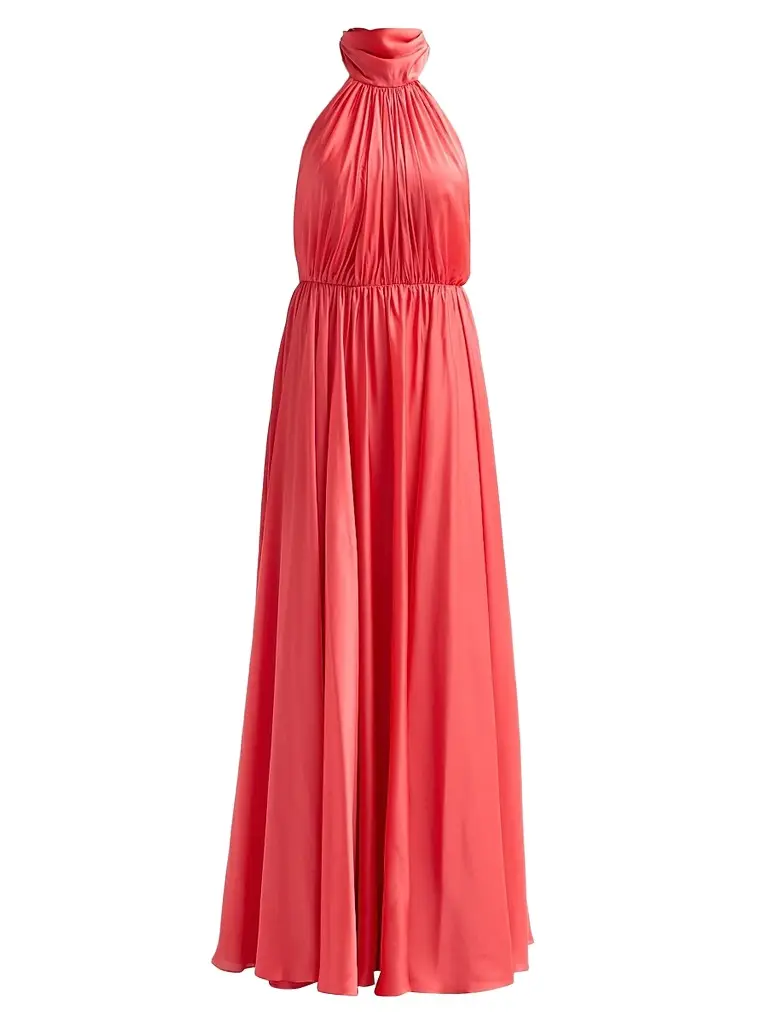 As It May Women's Elyra Satin Chiffon Halter Gown - Watermelon - Size XXL | Image 1 As It May Women's Elyra Satin Chiffon Halter Gown - Watermelon - Size XXL | Image 1