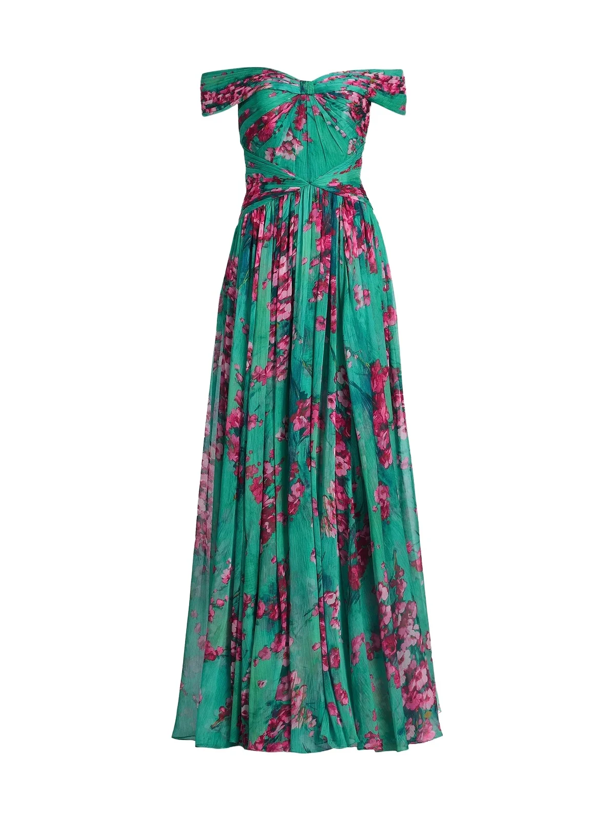 THEIA Women's Sabina Floral Chiffon Off-The-Shoulder Gown