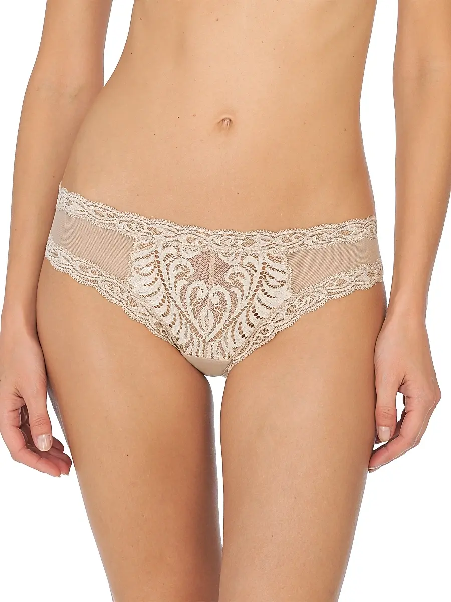 Natori Women's Feathers Lace Hipster - Cafe | Image 1 Natori Women's Feathers Lace Hipster - Cafe | Image 1