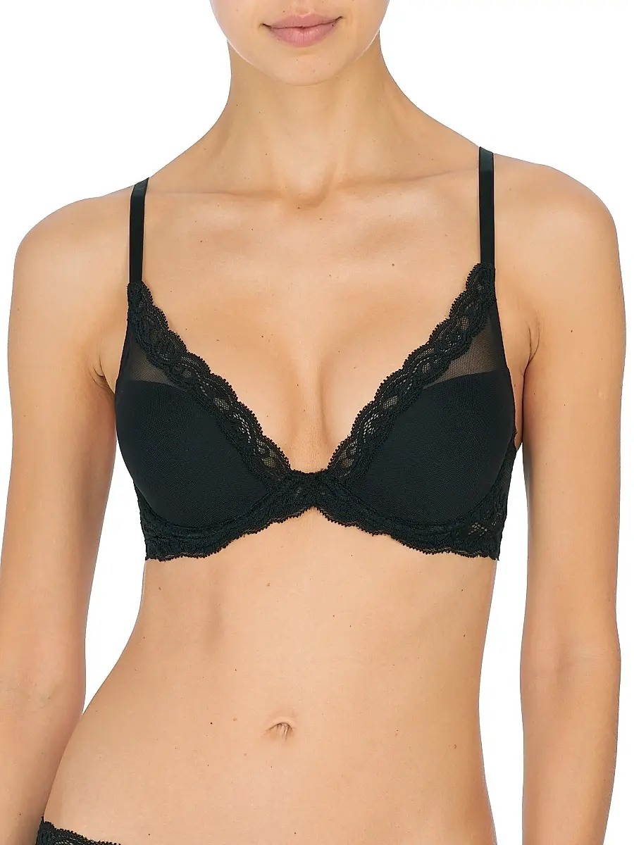 Natori Women's Feathers Plunge T-Shirt Bra - Black - Size 30C | Image 1 Natori Women's Feathers Plunge T-Shirt Bra - Black - Size 30C | Image 1