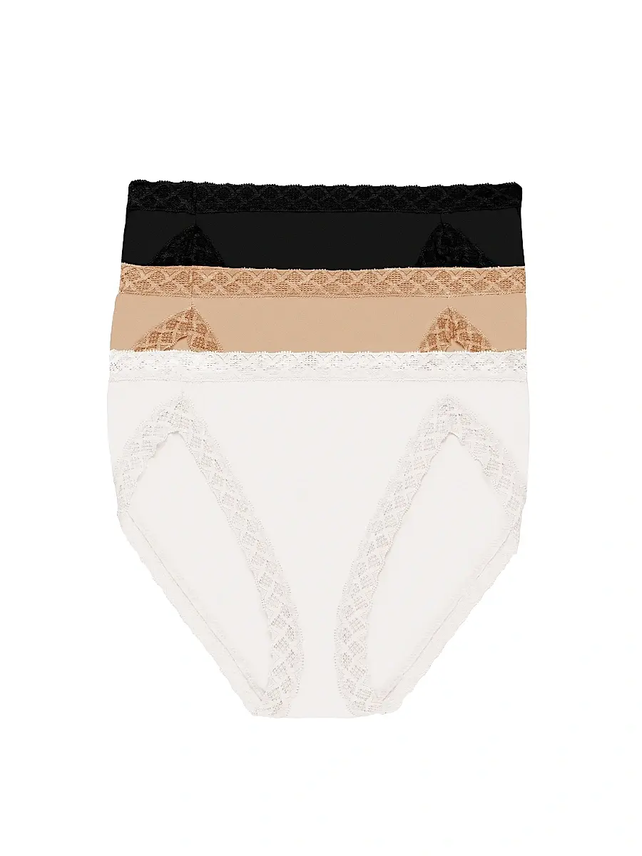Natori Women's Bliss Cotton French Cut Brief 3 Pack - Black Cafe White | Image 1 Natori Women's Bliss Cotton French Cut Brief 3 Pack - Black Cafe White | Image 1