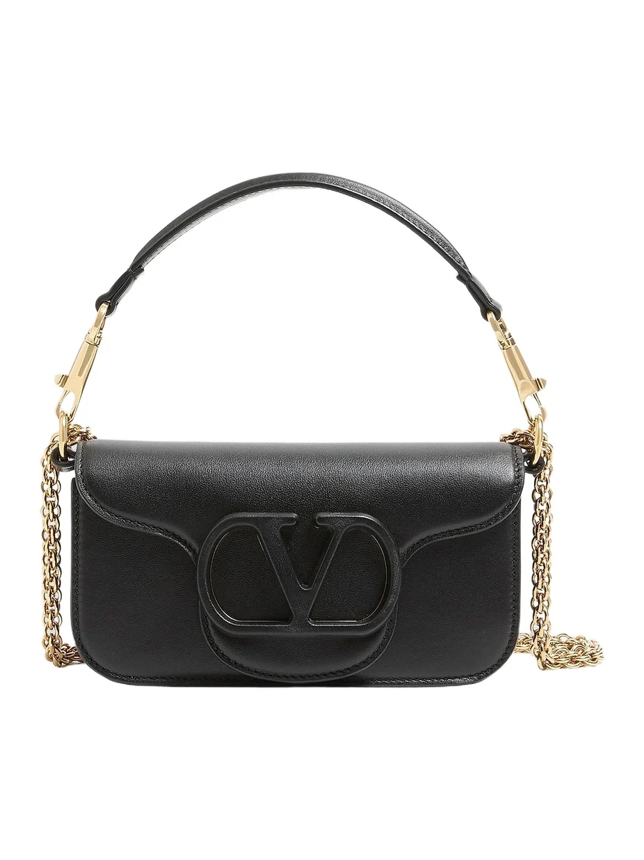 Valentino Women's Locò Small Shoulder Bag in Calfskin Leather - Black