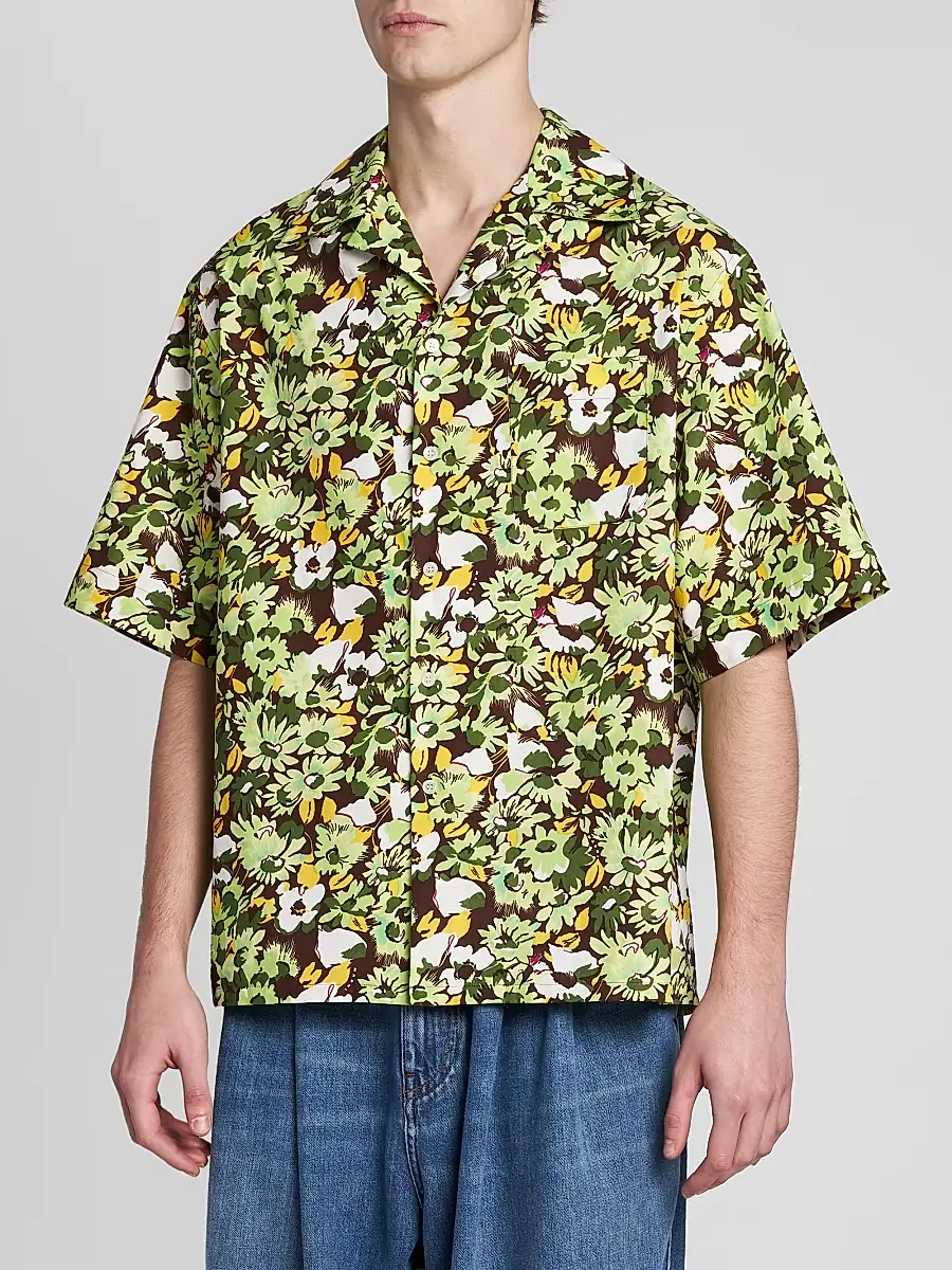 Marni Men's Floral Cotton Poplin Camp Shirt | Thumbnail 4 Marni Men's Floral Cotton Poplin Camp Shirt | Thumbnail 4